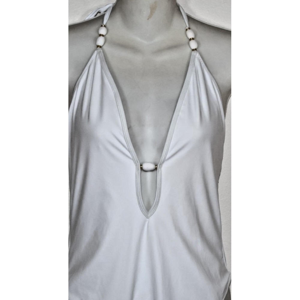 Ramy Brook Size Large White Kailey Halter One Piece Swimsuit - Picture 6 of 11